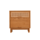 Solidwood Quartz Cherry Bedside Table with Rattan