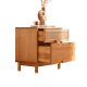 Solidwood Quartz Cherry Bedside Table with Rattan
