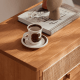 Solidwood Quartz Cherry Bedside Table with Rattan