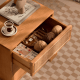 Solidwood Quartz Cherry Bedside Table with Rattan