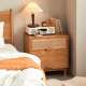 Solidwood Quartz Cherry Bedside Table with Rattan