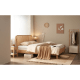 Solidwood Wenrik Small Queen Bed Frame with Adjustable Rattan Headboard