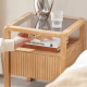 Solidwood Korlin Bedside Table with Glass Top
