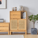 Solidwood Calamo Storage Cabinet with Rattan Doors
