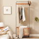 Solidwood Quartz Cherry Clothes Rack with Castors & Basket