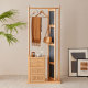 Solidwood Calamo Clothes Rack with Mirror & Drawer Unit, Natural