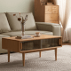 Solidwood Fuji Coffee Table with Glass Doors, 0.9m
