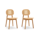 Solidwood Calamo Dining Chairs with Rattan Back, Set of 2