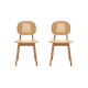 Solidwood Calamo Dining Chairs with Rattan Back, Set of 2