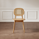 Solidwood Calamo Dining Chairs with Rattan Back, Set of 2