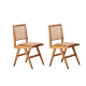 Solidwood Calamo Cherry Dining Chairs with Rattan Back, Set of 2