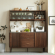Solidwood Santa Rosa Sideboard with Sintered Stone Top & Hutch, 120x42x172cm, Walnut