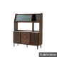 Solidwood Santa Rosa Sideboard with Sintered Stone Top & Hutch, 120x42x172cm, Walnut