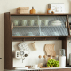 Solidwood Santa Rosa Sideboard with Sintered Stone Top & Hutch, 120x42x172cm, Walnut