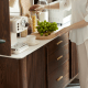 Solidwood Santa Rosa Sideboard with Sintered Stone Top & Hutch, 120x42x172cm, Walnut