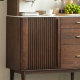 Solidwood Santa Rosa Sideboard with Sintered Stone Top & Hutch, 120x42x172cm, Walnut