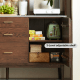 Solidwood Santa Rosa Sideboard with Sintered Stone Top & Hutch, 120x42x172cm, Walnut