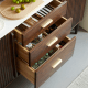 Solidwood Santa Rosa Sideboard with Sintered Stone Top & Hutch, 120x42x172cm, Walnut