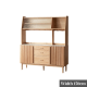 Solidwood Santa Rosa Sideboard with Sintered Stone Top & Hutch, 150x42x172cm, Natural