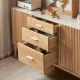 Solidwood Santa Rosa Sideboard with Sintered Stone Top & Hutch, 150x42x172cm, Natural