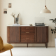 Solidwood Santa Rosa Sideboard with Sintered Stone Top, 150x42x81cm, Walnut