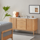 Solidwood Santa Rosa Sideboard with Sintered Stone Top, 150x42x81cm, Natural