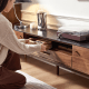 Solidwood Zephyr Walnut Entertainment Unit with Sintered Stone Top