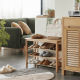 Solidwood Fuji Shoe Bench, 80x30x57cm, Oak