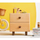 Solidwood Ayla Double Drawer Bedside Table, 40x35CM, Beech