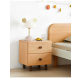 Solidwood Ayla Double Drawer Bedside Table, 40x35CM, Beech