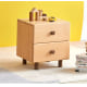 Solidwood Ayla Double Drawer Bedside Table, 40x35CM, Beech