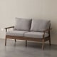 Solidwood Seattle 2-Seater Sofa, 137x80CM, Grey/Dark Wood