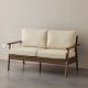 Solidwood Seattle 2-Seater Sofa, 137x80CM, Beige/Dark Wood