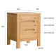 Solidwood Norway Three Drawer Bedside Table, 40x35CM, Oak