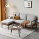 Solidwood Seattle 3-Seater Sofa,201x80CM, Grey/Dark Wood