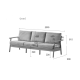 Solidwood Seattle 3-Seater Sofa,201x80CM, Beige/Oak