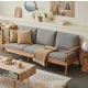 Solidwood Seattle 3-Seater Sofa,201x80CM, Grey/Oak