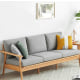 Solidwood Seattle 3-Seater Sofa,201x80CM, Grey/Oak