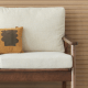 Solidwood Seattle 1-Seater Sofa, Beige/Dark Wood