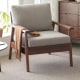 Solidwood Seattle 1-Seater Sofa, Grey/Dark Wood