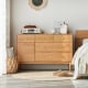 Solidwood Fuji Chest of 6 Drawers, 112x38x74cm, Oak