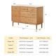 Solidwood Fuji Chest of 6 Drawers, 112x38x74cm, Oak