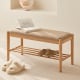 Solidwood Fuji Shoe Bench with cushion, 80x35x42cm, Oak