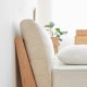 Solidwood Rotterdam Queen Bed Frame with Cushion Headboard, 155x225.5cm, Oak & Beige