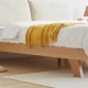 Solidwood Rotterdam Queen Bed Frame with Cushion Headboard, 155x225.5cm, Walnut & Beige