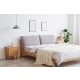 Solidwood Rotterdam Super King Bed Frame with Cushion Headboard, 185x225.5cm, Oak & Light Grey