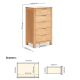 Solidwood Norway Chest of 5 drawers, 58x40x100cm