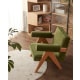 Solidwood Amber Leathaire Armchair, Green & Cherrywood