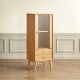 Solidwood Seattle Storage Cabinet with Glass Door, Oak