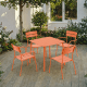 Wellmax Verano Outdoor Aluminium Square Dining Table Set with 2 Armchairs + 2 Chairs, Terracotta